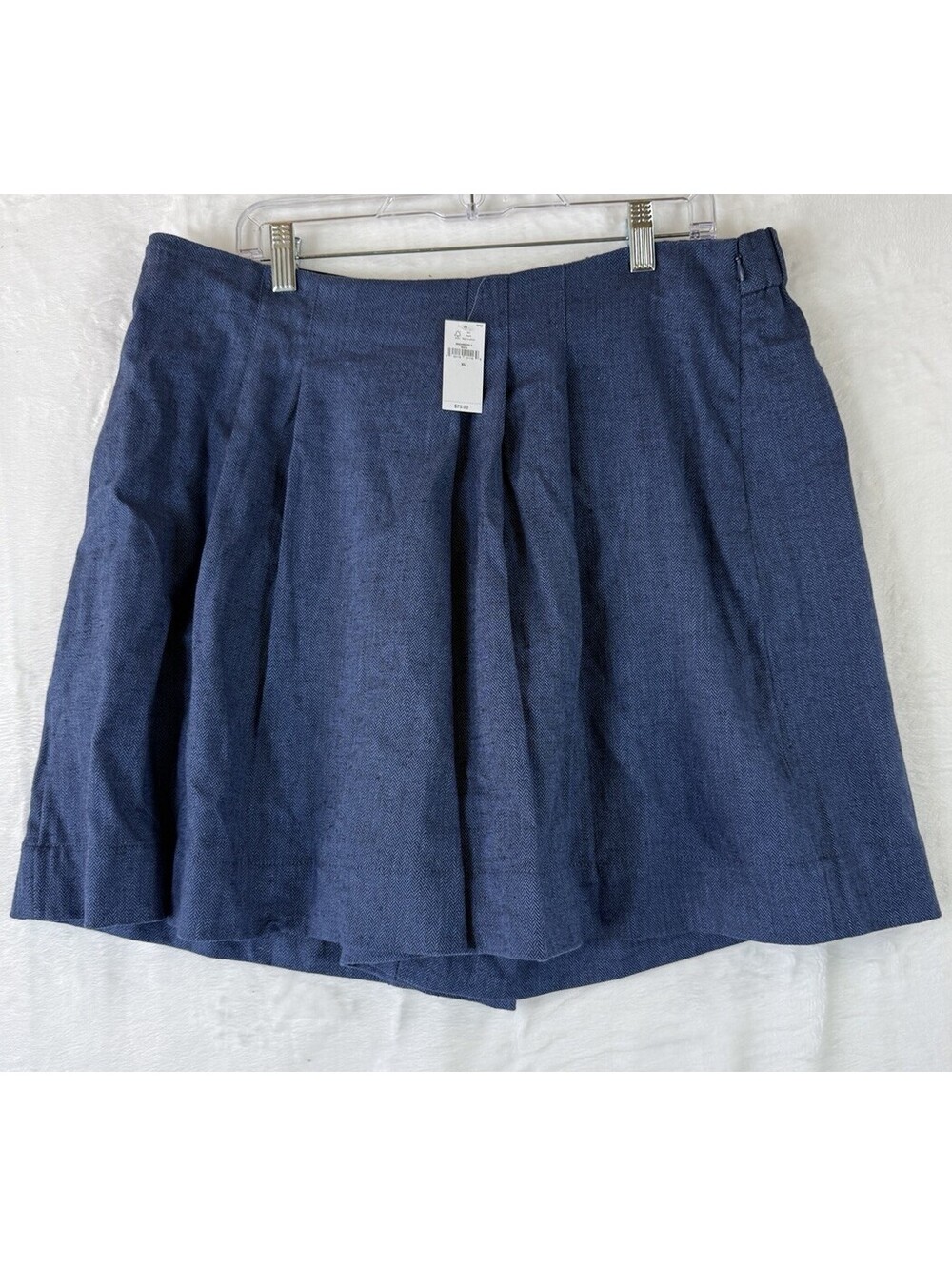 Banana Republic Linen Blend Shorts 18 Skort Blue Herringbone New NWT